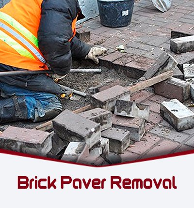 Brick paver being removed